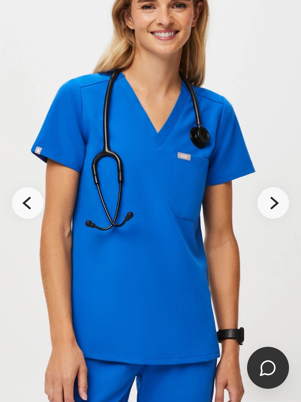 Figs Women's V-Neck Scrub Top in Royal Blue